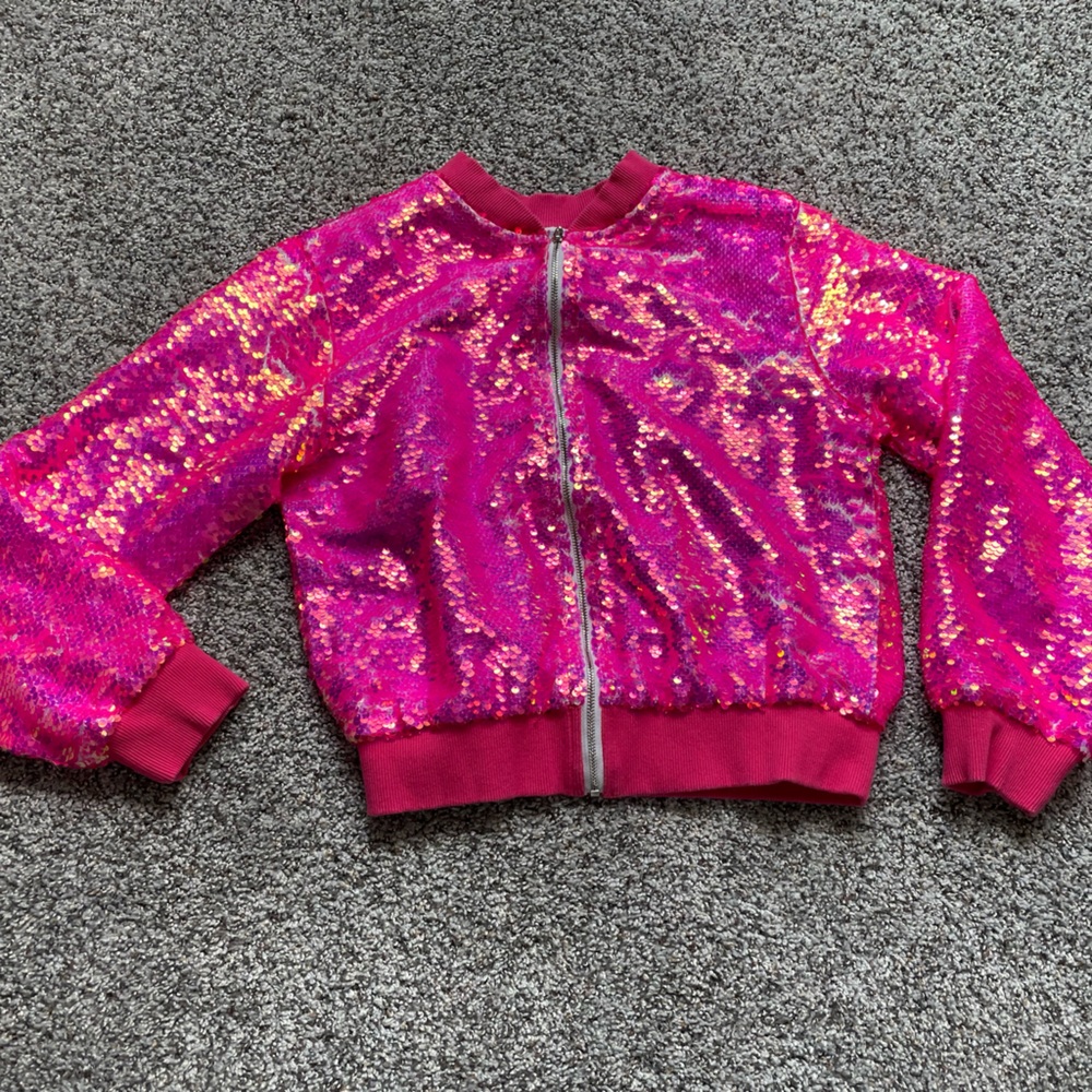 Hunny Bee Kids Pink Sequin Jacket; Size 10 (Fits Like 6/7)